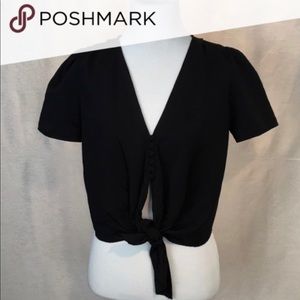 Zara tie front top, v-neck, with buttons